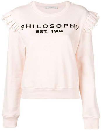 printed frilled shoulder sweatshirt