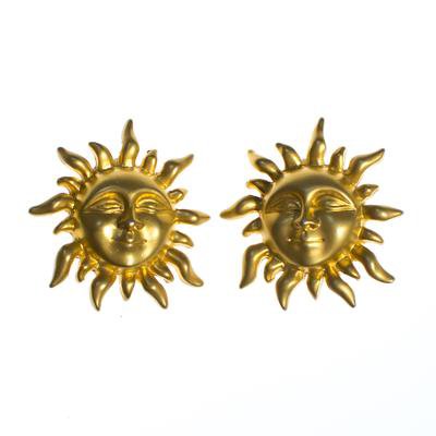 Vintage 1980s Gold Sun Statement Earrings - Vintage Meet Modern