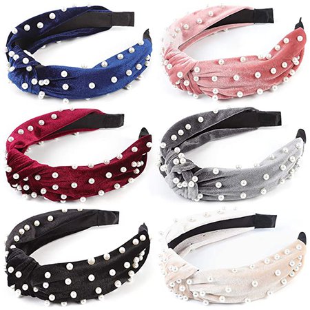 Amazon.com : InnoGear Headbands for Women, 6 Pack Velvet Wide headband Knot Turban Headbands Vintage Hairband with Faux Pearl Elastic Hair Hoops Fashionable Hair Accessories for Women and Girls : Beauty