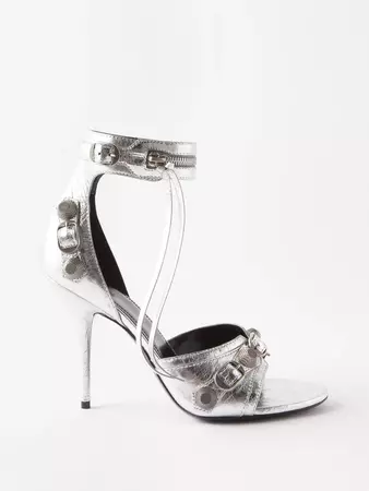 Silver Cagole 110 metallic-leather sandals | Balenciaga | MATCHES UK
