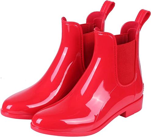 Amazon.com | Evshine Women's Short Ankle Rain Boots Lightweight Chelsea Rain Boots Rubber Waterproof Booties(US10,EU41) | Rain Footwear