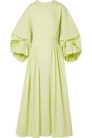 Roksanda | Grosgrain-trimmed shirred cotton-poplin midi dress | NET-A-PORTER.COM