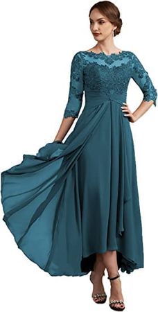 Amazon.com: Mother of The Bride Dress Scoop Neck Chiffon Wedding Guest Formal Evening Gowns Party Dress : Clothing, Shoes & Jewelry