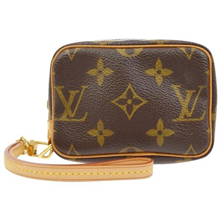 Louis Vuitton Monogram Canvas Small Mini Evening Clutch Wristlet Pochette Bag For Sale at 1stdibs