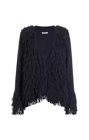 Buy Valkyrie Fringed Navy Cardigan Sweater online - Etcetera