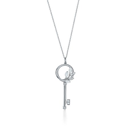 Tiffany Keys Tiffany Victoria® diamond vine circle key in platinum, medium. | Tiffany & Co.