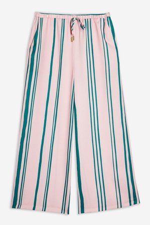 PETITE Stripe Wide Leg Trousers | Topshop pink