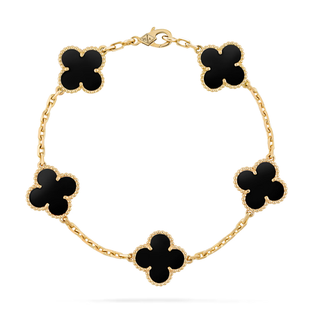 Van Cleef Vintage Alhambra bracelet, 5 motifs 18K yellow gold, Onyx $4,200