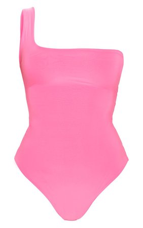 Hot Pink One Shoulder Bodysuit | Tops | PrettyLittleThing USA