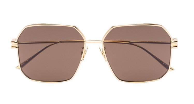 Bottega Veneta Eyewear Gold Tone Square Frame Sunglasses