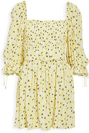 Amazon.com: For Love & Lemons Women's Chrysanthemum Mini Dress, Lemonade, Yellow, Floral, Small: Clothing