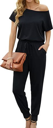 Amazon.com: KAY SINN Summer Jumpsuit Rompers Off Shoulder for Women with Pockets Casual Elastic Waist 3X-Large Black : Clothing, Shoes & Jewelry