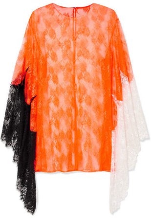 Color-block Lace Top - Bright orange