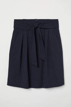 Skirt with Tie Belt - Blue