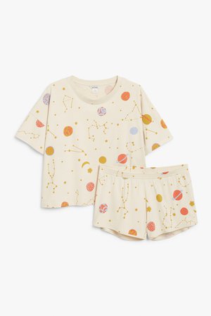 Pyjama set - Planet print - Sleepwear - Monki WW