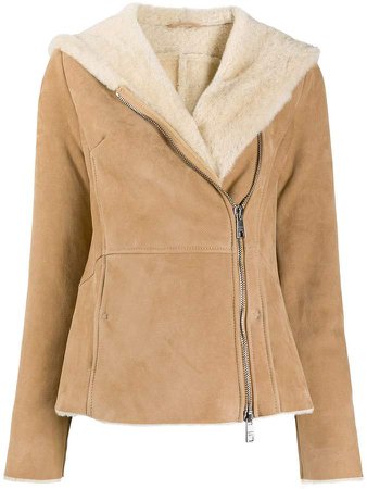 shearling lined hooded jacket