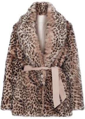 Belted Leopard-print Shearling Coat
