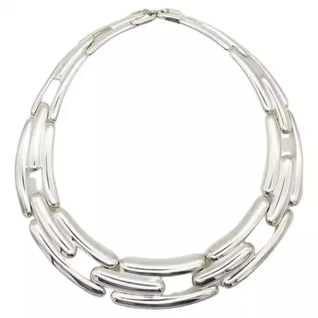 Givenchy | Chunky Silver Necklace ca. 1980s For Sale at 1stDibs