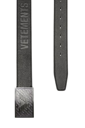 Leather Belt with Embossed Buckle Gr. One Size