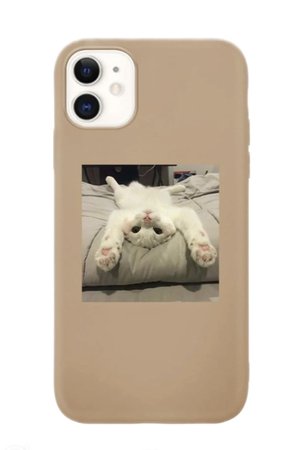 Beige Phone Case with Cat