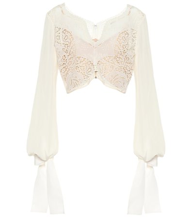 Embroidered silk top