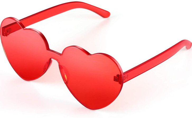 Amazon.com: Maxdot Heart Shape Sunglasses Rimless Transparent Heart Glasses Party Favors (Transparent Red) : Clothing, Shoes & Jewelry