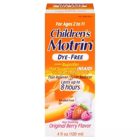 Children's Motrin Oral Suspension Dye-Free Fever Reduction & Pain Reliever - Ibuprofen (NSAID) - Berry - 4 fl oz : Target