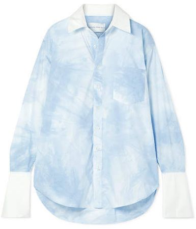 Matthew Adams Dolan - Oversized Tie-dyed Cotton-poplin Shirt - Light blue