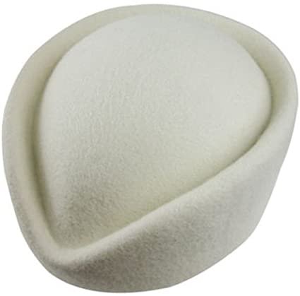 YING LAN Wool Cap Stewardess Pillbox Hat Teardrop Fascinator Base Sweet White at Amazon Men’s Clothing store