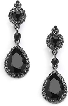 Amazon.com: Mariell Black Crystal Teardrop Dangle Earrings, Jewlery for Brides, Bridesmaids, Prom and Wedding Parties: Clothing, Shoes & Jewelry