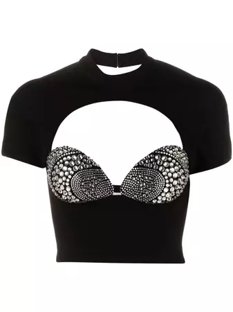 AREA Mussel Cup crystal-embellished T-shirt - Farfetch