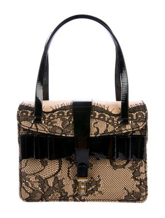 Valentino Lace-Trimmed Raffia Bag - Handbags - VAL86779 | The RealReal