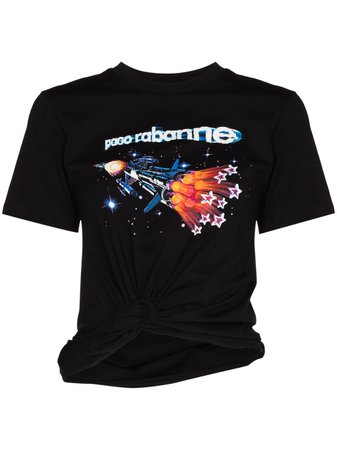 Shop Paco Rabanne space rocket-print T-shirt with Express Delivery - FARFETCH
