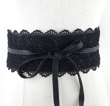 YesStyle Black Lace Waist Belt