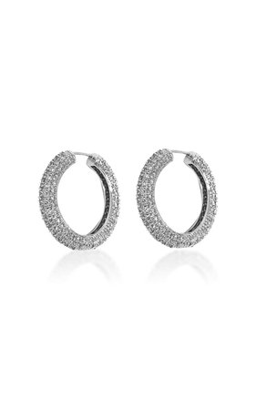 Pavé Platinum-Plated Hoop Earrings By Numbering | Moda Operandi