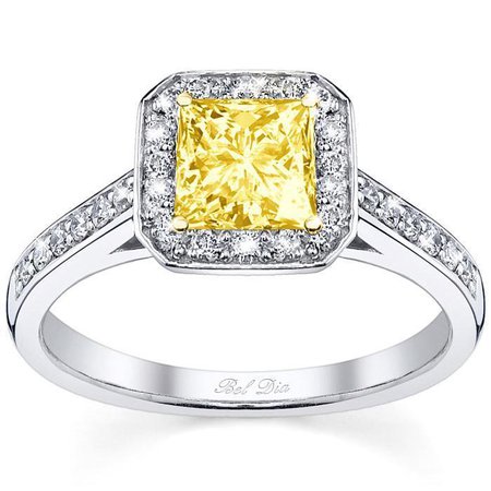 Square Yellow Diamond Engagement Ring