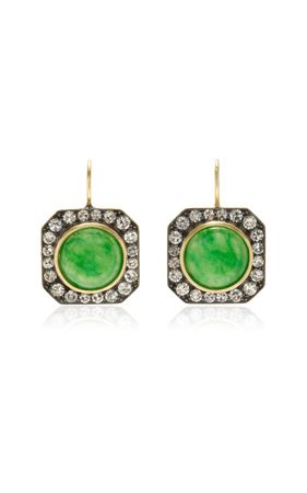 Frame And Fortune One-Of-A-Kind 18k Yellow Gold Sapphire, Diamond Earrings By Sylva & Cie | Moda Operandi