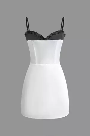 Contrast Ruffle Hem Slip Mini Dress – Micas