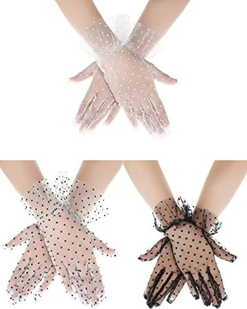 Amazon.com: 3 Pairs Ladies Short Elegant Floral Lace Gloves Wrist Length Summer Gloves Lace Courtesy Gloves for Wedding Dinner Parties: Clothing