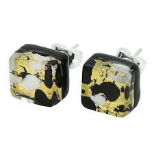 square earrings black and yellow - Google Search