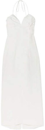 Bambino Linen Halterneck Midi Dress - Off-white
