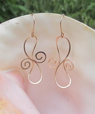 Hand Forged Free Form Bronze Earrings | Etsy
