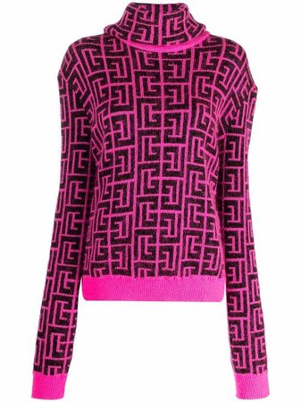 Shop Balmain x Rossignol monogram roll-neck jumper with Express Delivery - FARFETCH