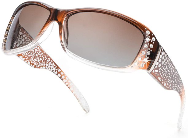 Amazon.com: IGnaef Rhinestone Polarized Sunglasses for Women, 100% UV400 Protection Driving / Fishing / Shopping Women sunglasses (1Gradient Brown Frame/Brown Polarized Lens): Clothing