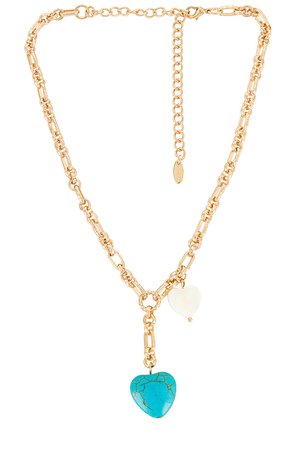 Ettika Turquoise Heart Lariat Necklace in Gold | REVOLVE
