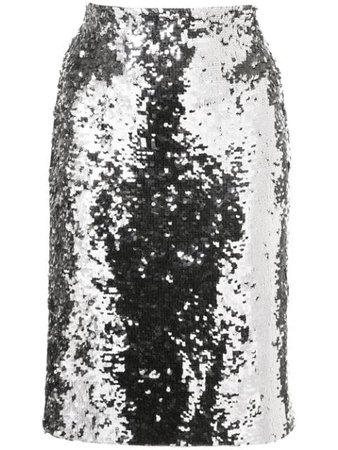 Silver Alice+Olivia Ramos Sequin Skirt | Farfetch.com