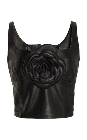 Floral-Detailed Leather Corset Top By Magda Butrym | Moda Operandi