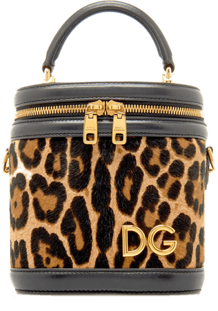 Dolce & Gabbana Leather-Trimmed Leopard Print Bucket Bag | Fashmates.com