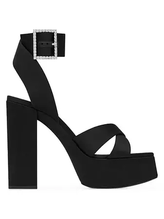 Shop Saint Laurent Bianca Platform Sandals In Satin Crepe | Saks Fifth Avenue