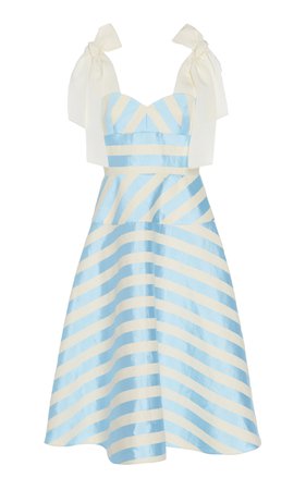 Striped Linen-Blend Satin Midi Dress by DELPOZO | Moda Operandi